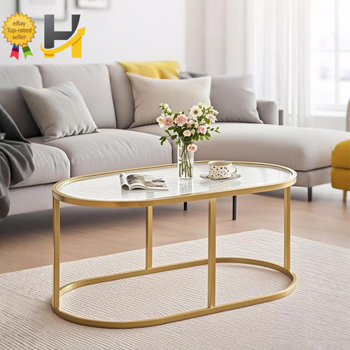 Coffee table gold - table, oval